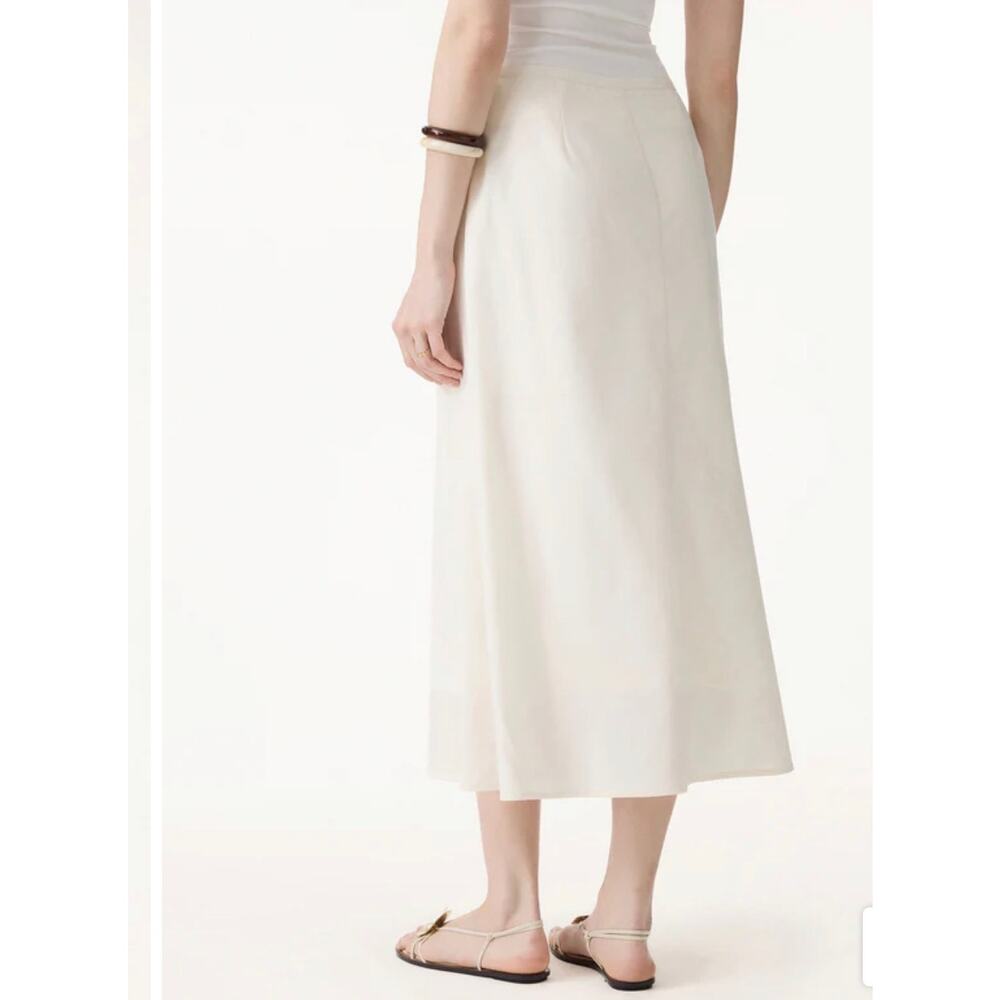 OGL Linen 2Pcs Boatneck Waist-Defined Top & Maxi Flared Skirt Small - Picture 6 of 13